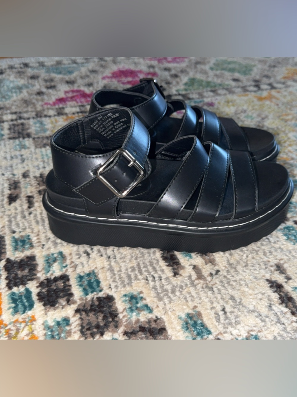Kids Black Strappy Riley Platform Sandals